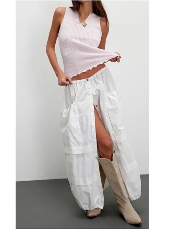 Free People Dresses & Skirts - NWT Free people Eloise white cargo parachute maxi skirt -S